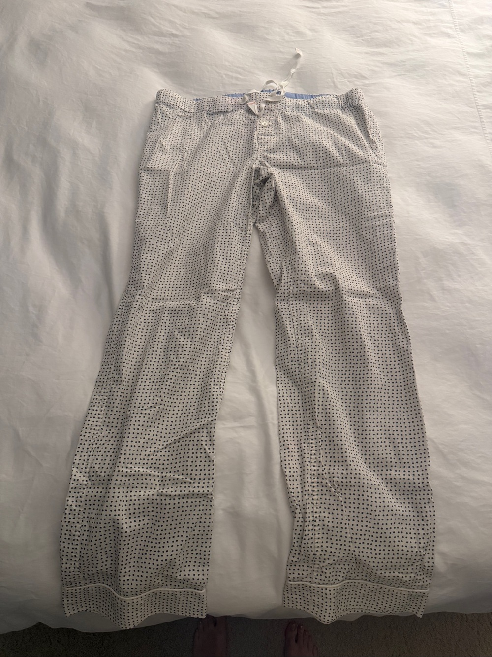 J. Crew White Lounge Pants with Black Dot Print